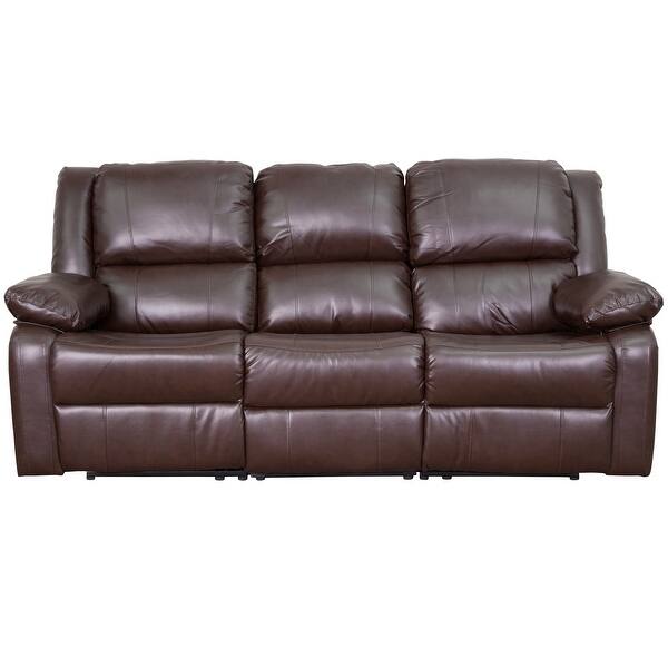 Shop Copper Grove Malheur Leather Sofa With Two Built In Recliners