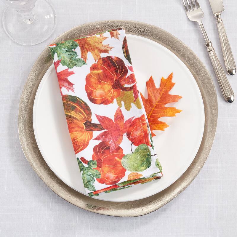 Pumpkin Foliage Design Dinner Napkins (Set of 4)