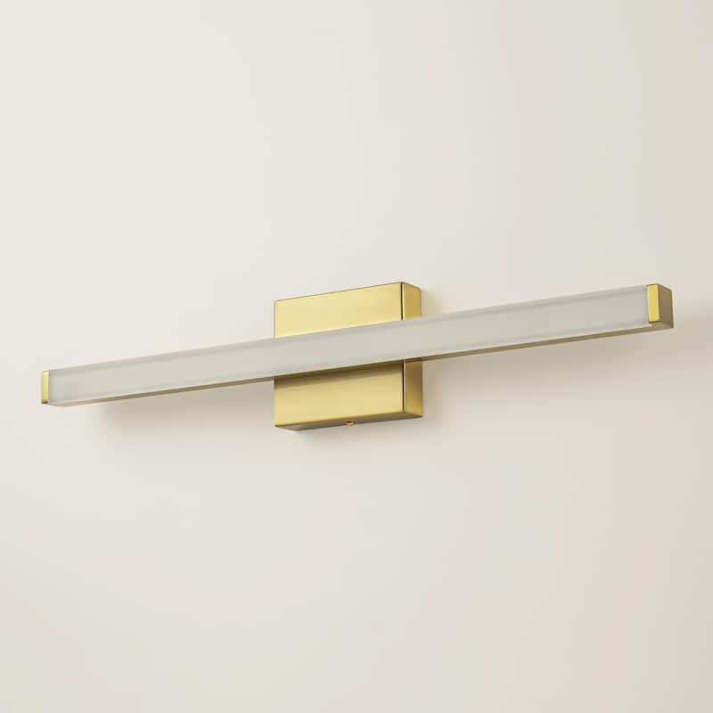 23.6 in. 1-Light Modern Black/Gold Linear Bathroom Vanity Light over Mirror Integrated LED Wall Light