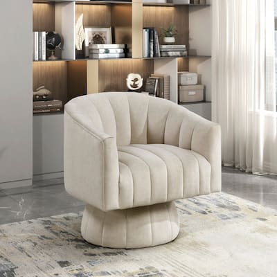 1pc Comfortable Barrel Back Swivel Chair