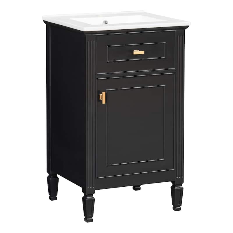 20 Inch Freestanding Cabinet Bathroom Vanity with Sink,Tilt-Out Drawer