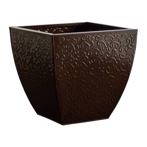14" Embossed Metal Scroll Planter