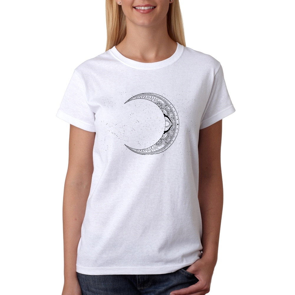 Womens T Shirts Short Sleeve Graphic Cute Moon Dog Printed Crewneck Cotton Shirts Tops Blouse Summer Tee Shirts