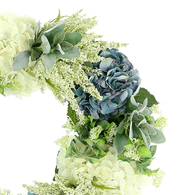 24'' Grapevine Wreath with Hydrangea, Lamb's Ear and Heather