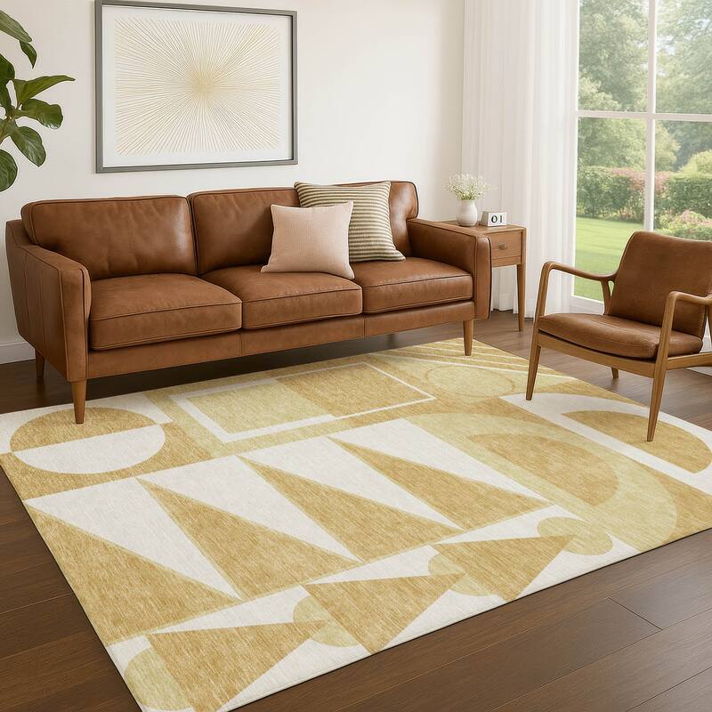 Machine Washable Indoor/ Outdoor Modern Crowley Chantille Rug