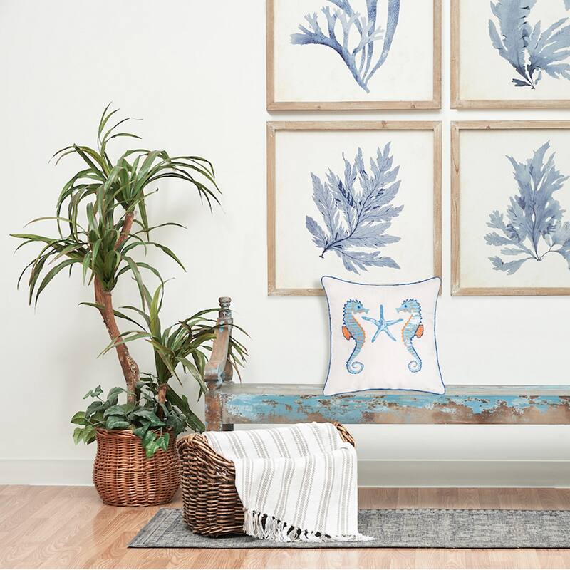 16" x 16" Galapagos Seahorse Sequined Throw Pillow