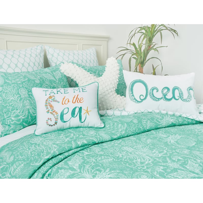 Take Me To The Sea Embroidered Throw Pillow