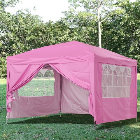 Pink Finish Flat roof outdoor canopy Tent with silver-coated four pieces of cloth - 118.11" x 118.11"x 98.43"