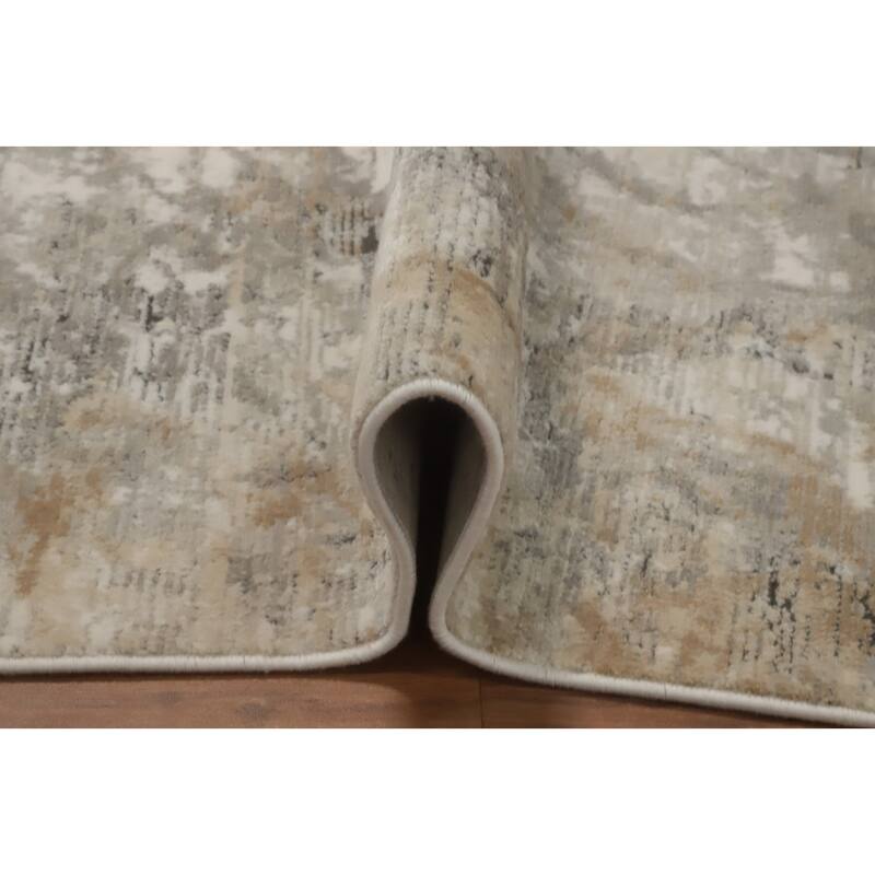 Machine Made Oriental Polyester Carpet Modern Abstract Beige & Ivories Abstract Area Rug - 7' 5'' X 5' 2''