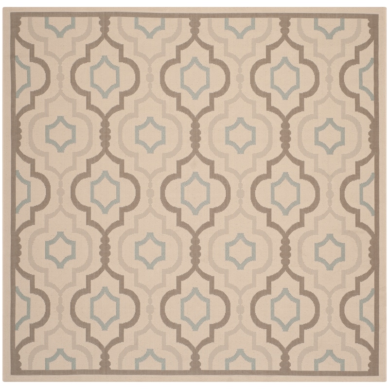 SAFAVIEH Courtyard Oyvor Indoor/ Outdoor Waterproof Patio Backyard Rug - 6'7" Square - Beige/Dark Beige
