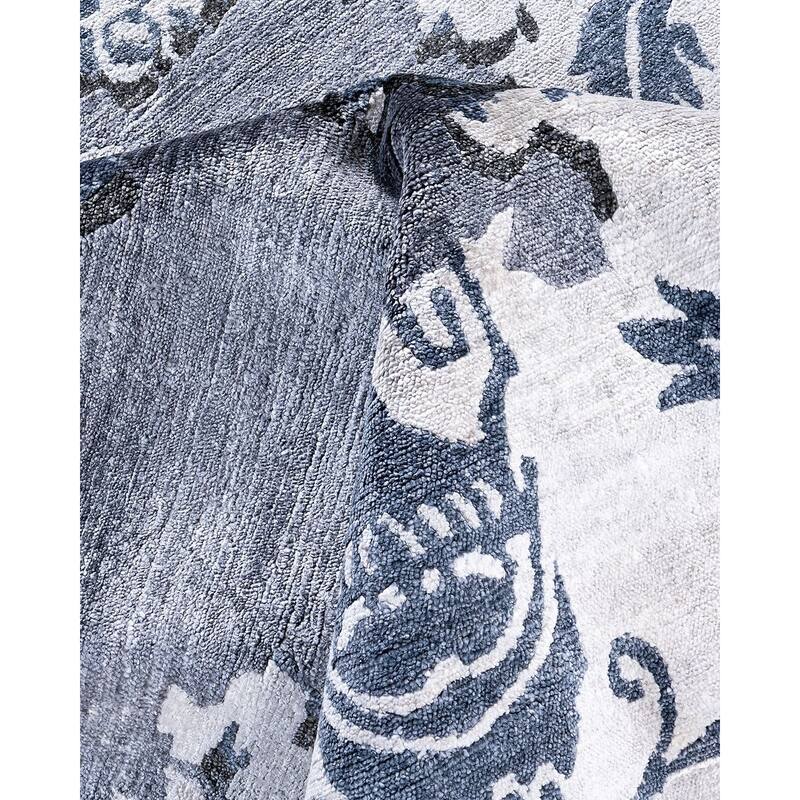 Modern One-of-a-Kind Hand-Knotted Area Rug, Gray - 9' 3" x 12' 3"
