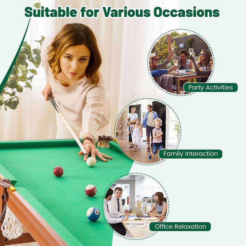 Costway Folding Pool Table Set with Foldable Legs Adjustable Foot - See Details
