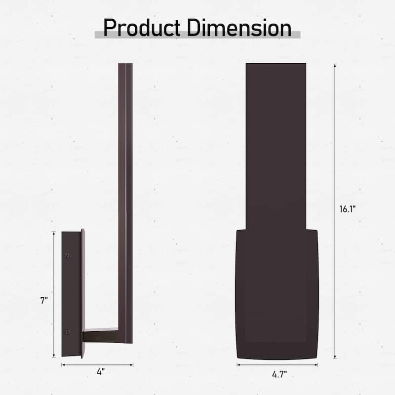 Modern LED Black/Bronze Aluminum Outdoor Wall Sconce(Set of 2)