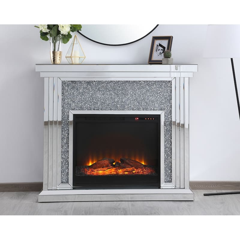 47.5 in. Crystal Mirrored Fireplace Mantle