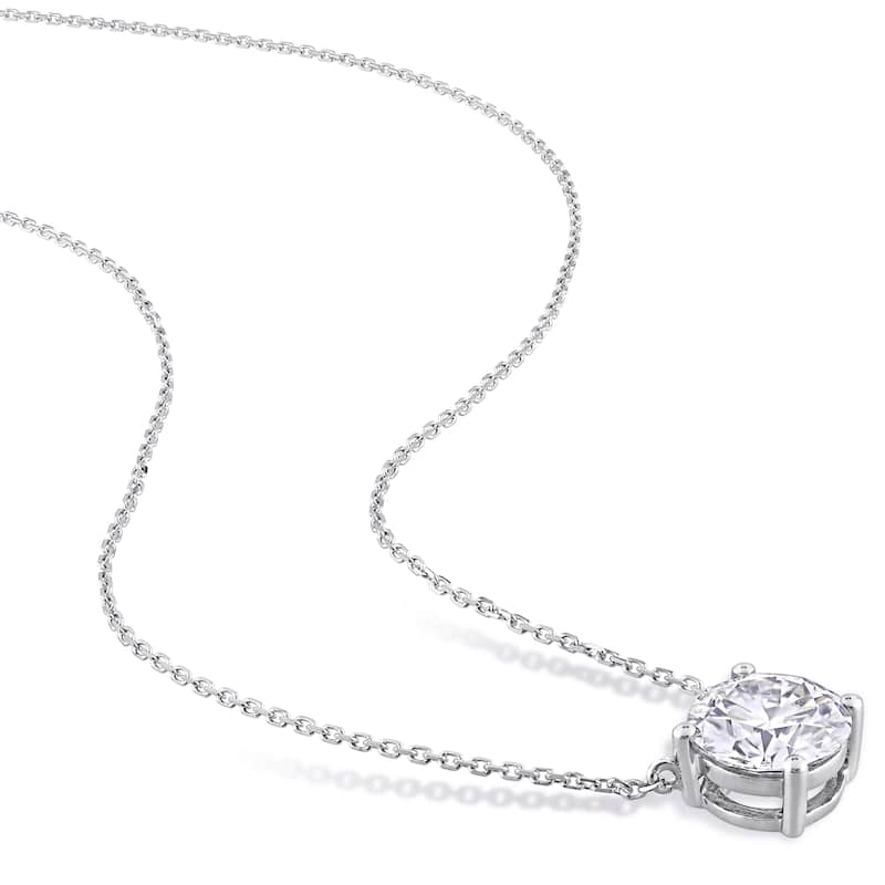 Miadora 14k White Gold 2ct TGW Created White Moissanite Solitaire Station Necklace
