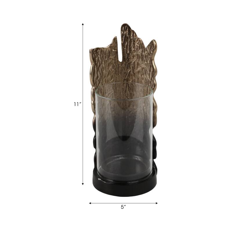 Metal Glass Candle Holder Pillar Backplate Artisan-Inspired Accent