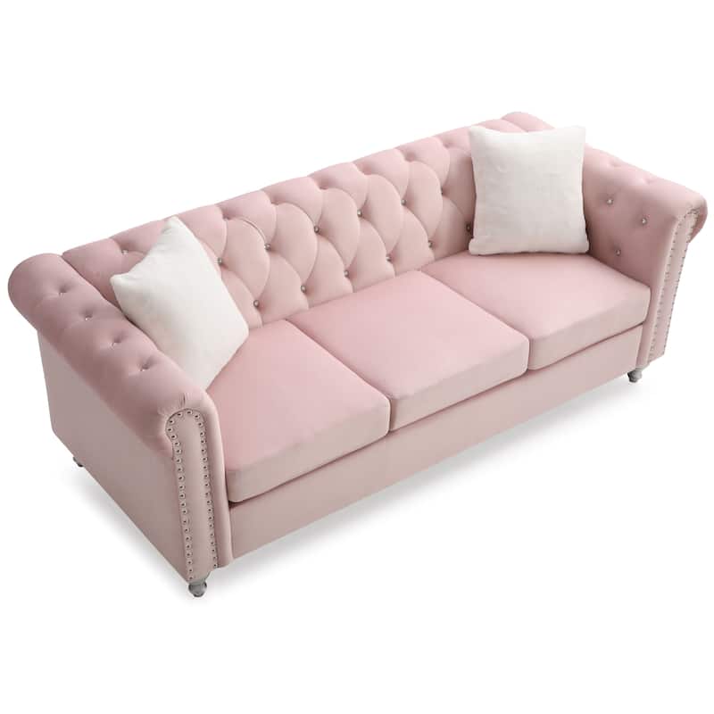 Raisa Microsuede Velvet Tufted Sofa