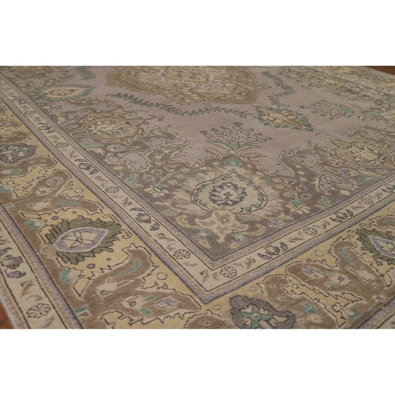 Traditional Grey Tabriz Persian Vintage Area Rug Handmade Wool Carpet - 9'7" x 12'7"