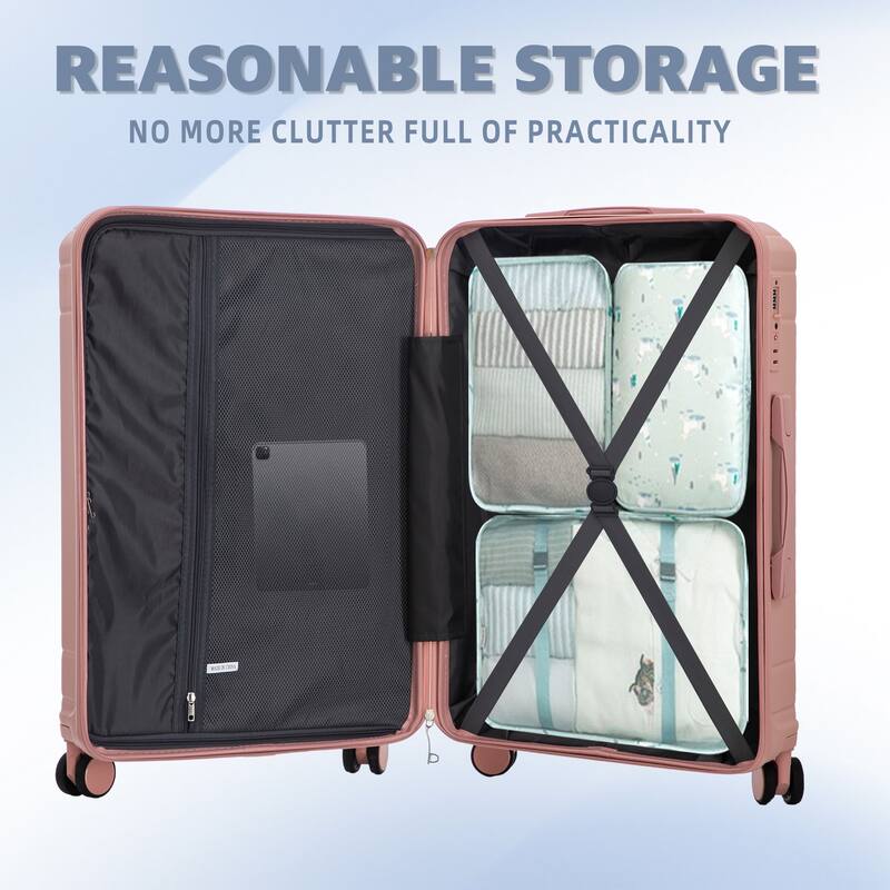 3 PCS in ABS Spinner Wheel Carry on Suitcase Luggage, TSA Combination Lock