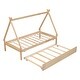 preview thumbnail 9 of 27, Twin size Teepee Bed Wood Slat Support Platform Bed Frame Minimalist Tent Floor Bed, with Trundle(No Box Spring Needed)