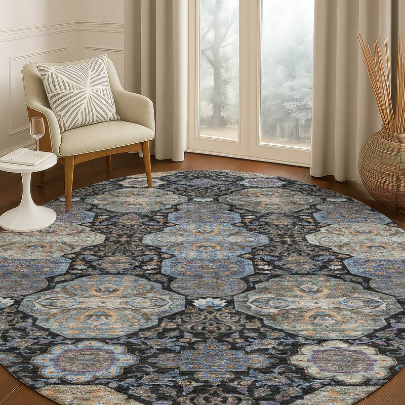 Machine Washable Indoor/ Outdoor Traditional Tracey Chantille Rug
