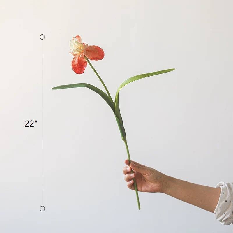 RusticReach Silk Iris Flower 22" Tall - Red - [B]-Three Stems