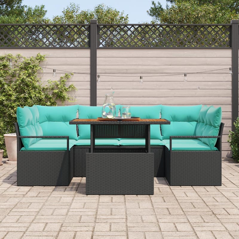 vidaXL 7 Piece Garden Sofa Set with Cushions - 92.1×48×27.2