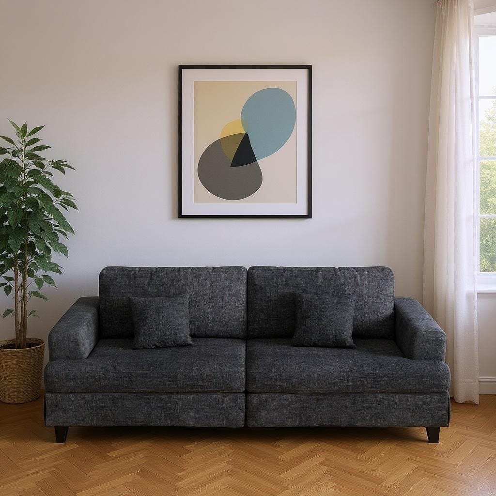 HomeRoots 94" Gray Chenille Modular Stainless Steel Sleeper Sofa With Toss Pillows