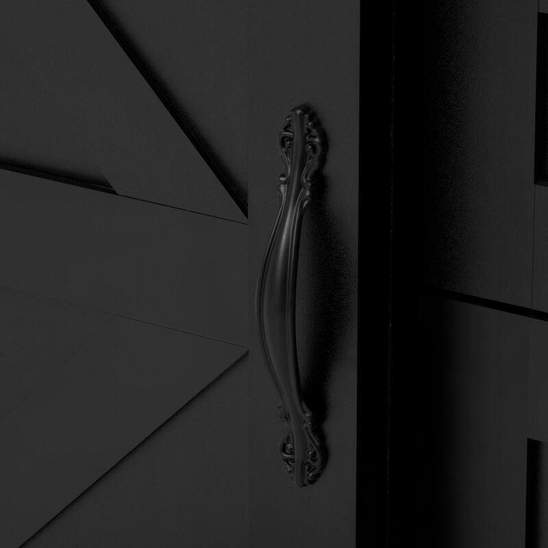 55.1-Inch Farmhouse Sideboard Buffet with Sliding Barn Doors, 4 Drawers & Power Outlet, Wood Storage Cabinet