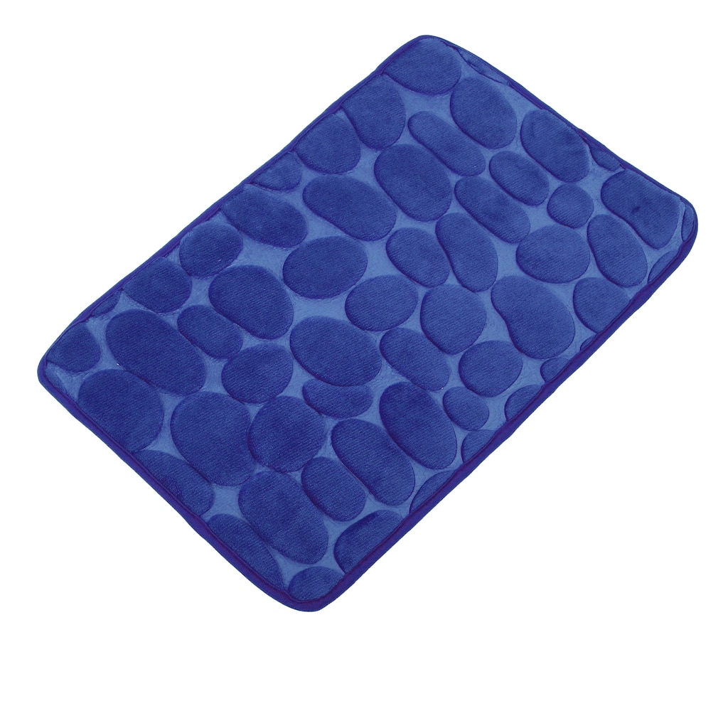 Non-Slip Bathroom Rugs, Polyester Bath Mat, Machine Washable Dark Blue Cobblestone Pattern 23.62"x15.75"