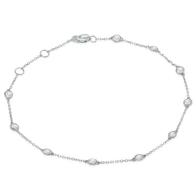 Marquee 1/2 Carat TW Bezel Set Genuine Diamond Station Bracelet in 14K White Gold