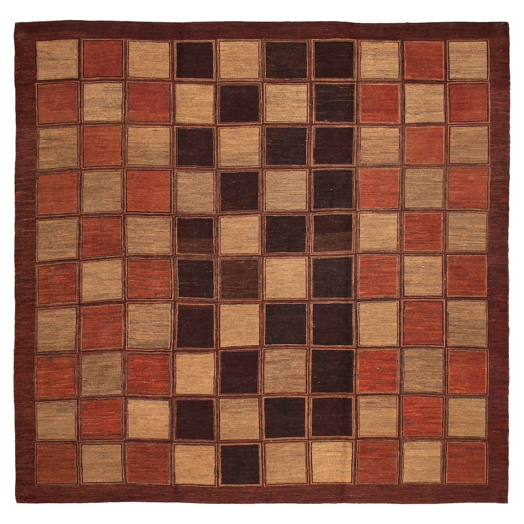 ECARPETGALLERY Flat-Weave Lahor Finest Red Wool Tapestry Kilim - 12'10 x 12'2