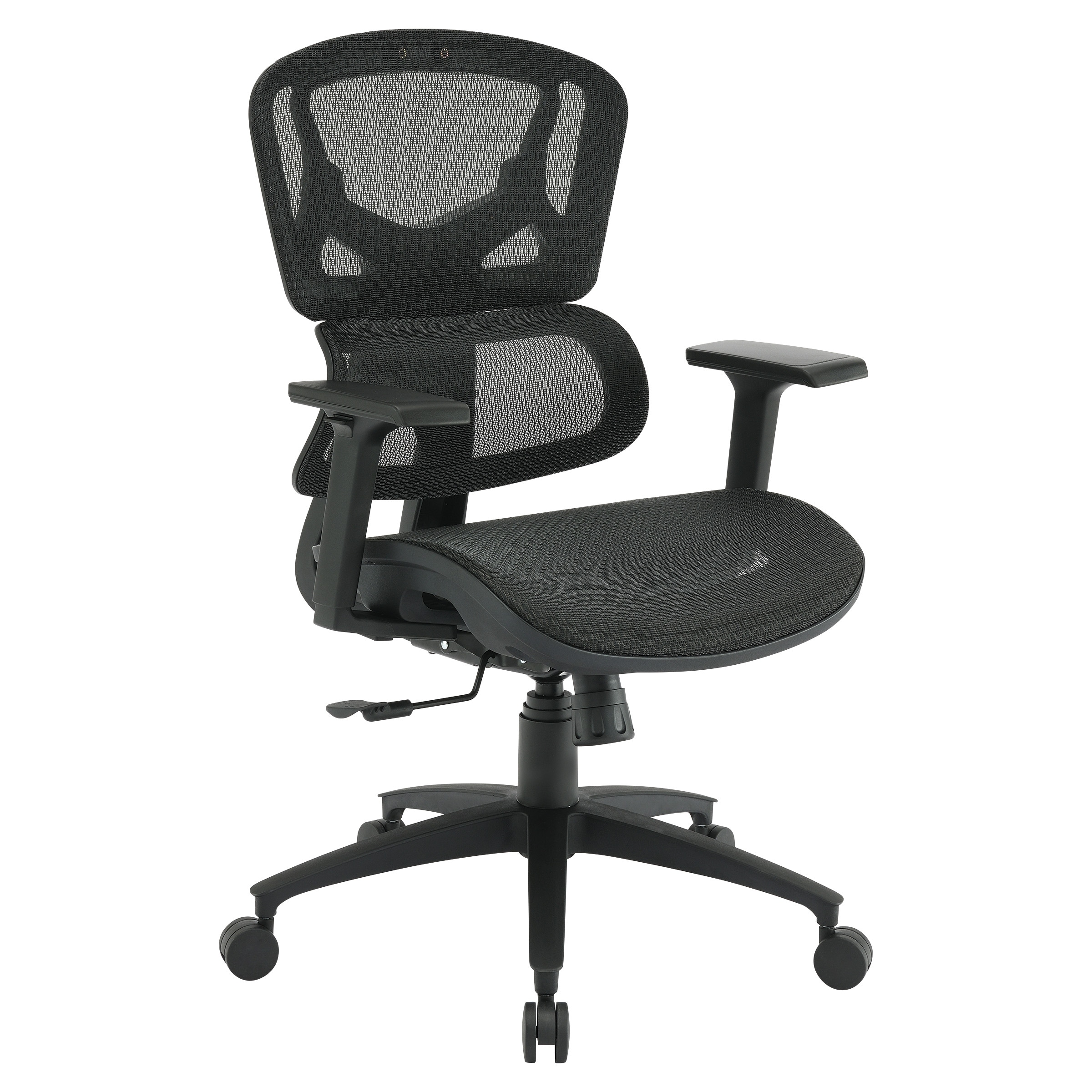 OSP Black Mesh and Seat Managers Chair with Lumbar Support and Headrest