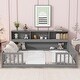 preview thumbnail 4 of 66, Wooden bed floor bed with bedside bookcase and shelves Grey - Full