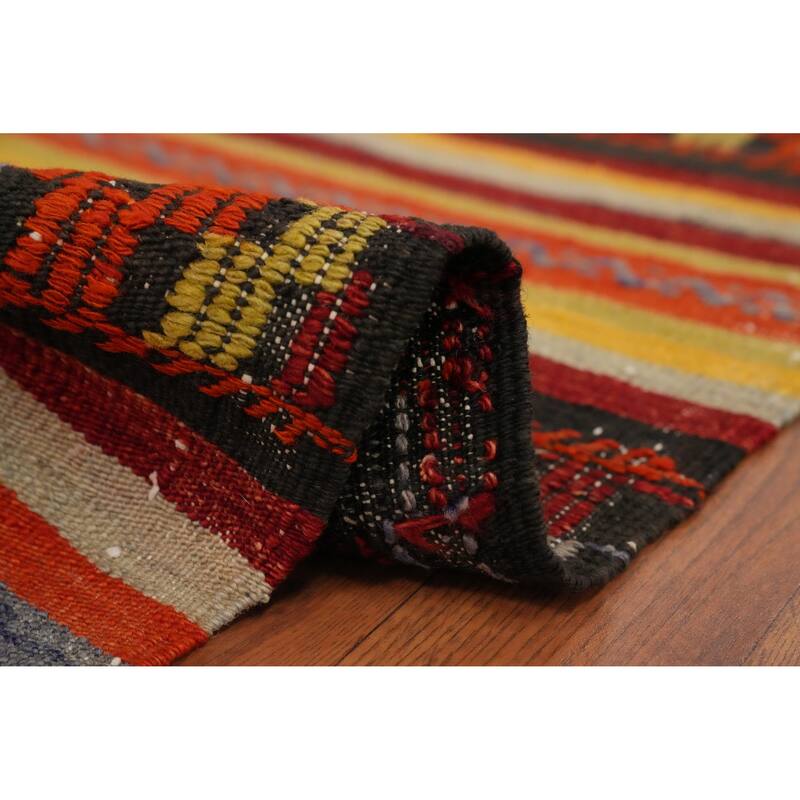 Hand Woven Oriental 100% Wool Carpet Southwestern Tribal Multi-Colored Kilim Area Rug - 8' 4'' X 5' 1''