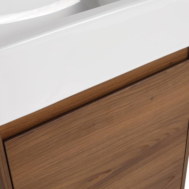 BNK 16/18 inch Freestanding Bathroom Vanity with Single Sink and Soft Close Door - 18.1"W x 10"D x 33.5"H  - Brown Ebony