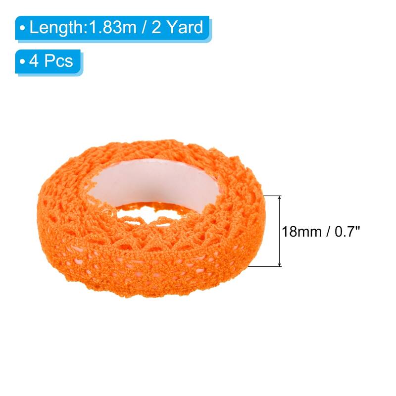4pcs 0.7" Wide 2 Yards Self-Adhesive Lace Tape Ribbon for Craft - Orange