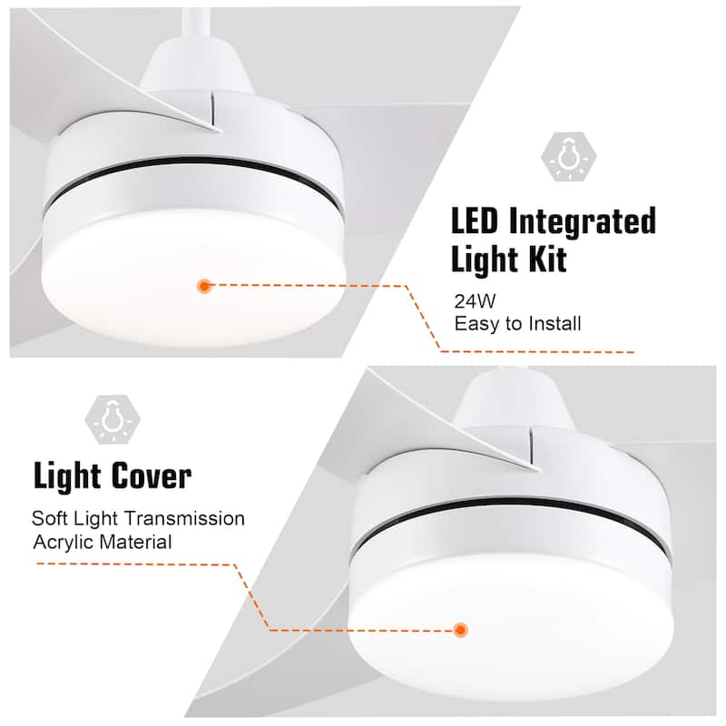 YUHAO Modern 42-in. Integrated LED Propeller Ceiling Fan Lighting with Remote Control - 42