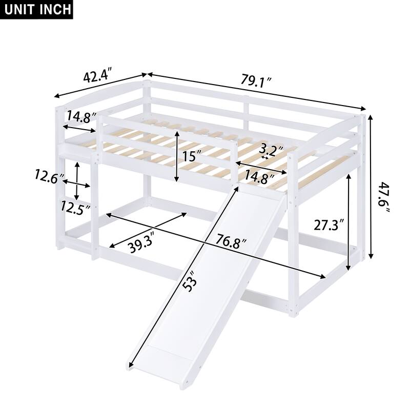 Bunk Bed with Convertible Slide and Ladder