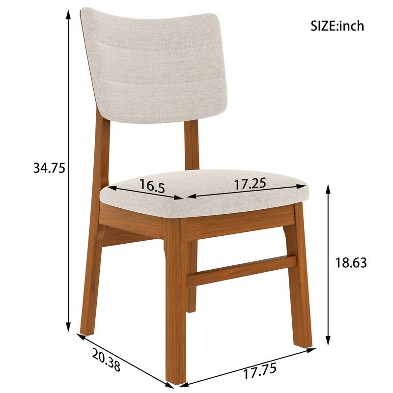 Mid-Century Upholstered Dining Chairs with Rubberwood Frame, Set of 4