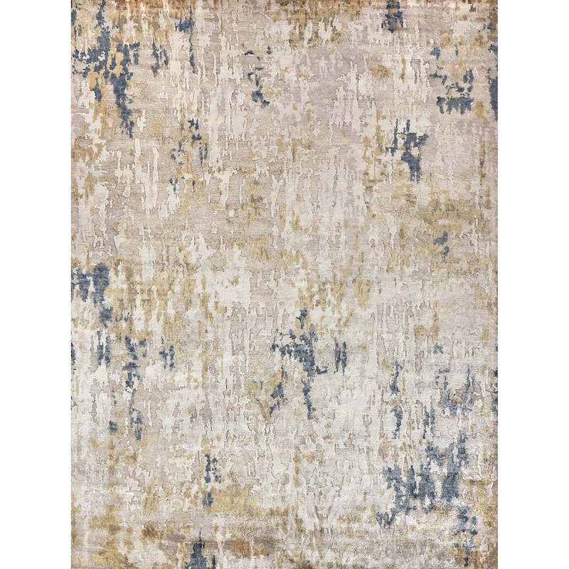 EXQUISITE RUGS Laureno Hand-knotted Bamboo Silk Beige/Gold Area Rug.