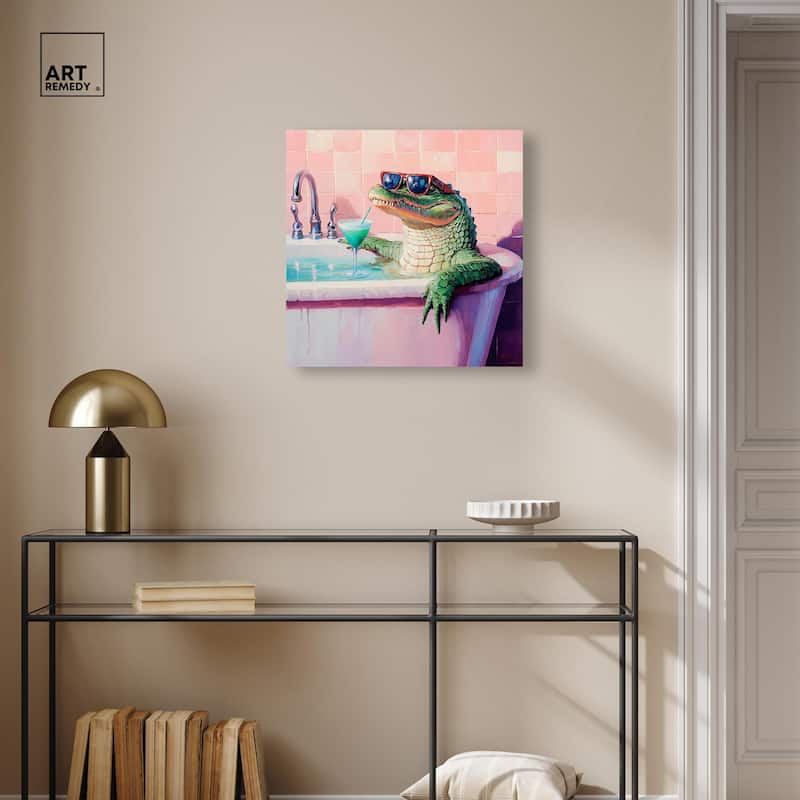 Cocktail Croc II Canvas by Art Remedy, Gallery Wrapped