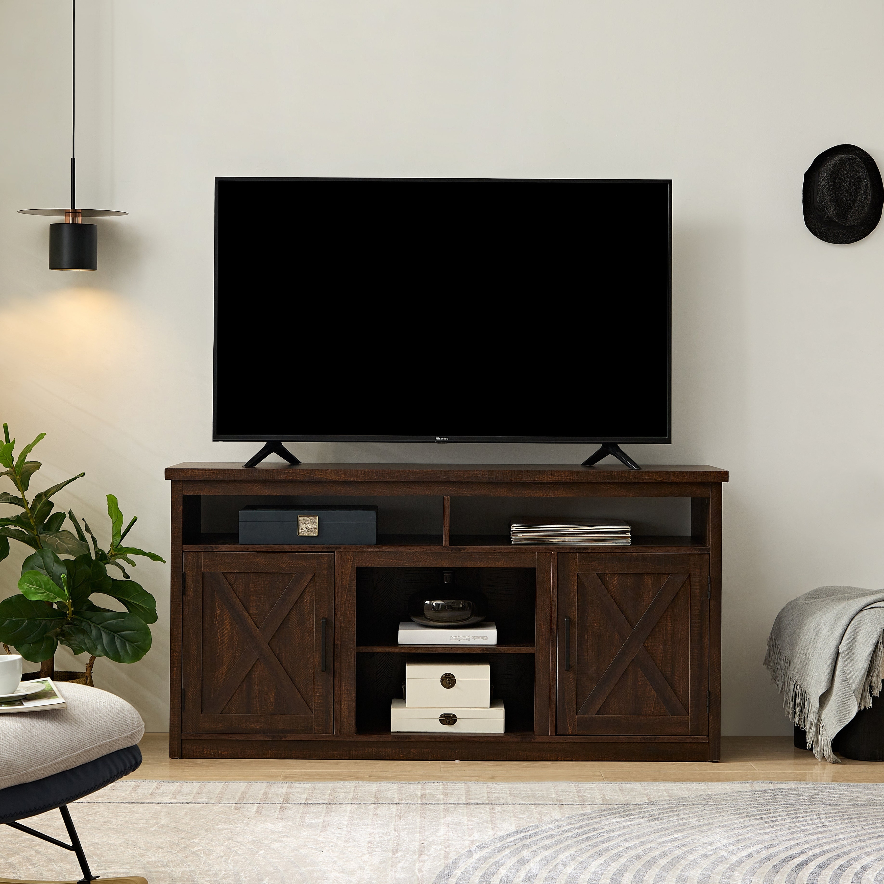 Farmhouse Barn Door TV Media Stand Modern Entertainment Console