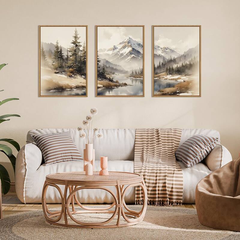 Foggy Pine Tree Wall Decor, Winter Landscape Wall Painting