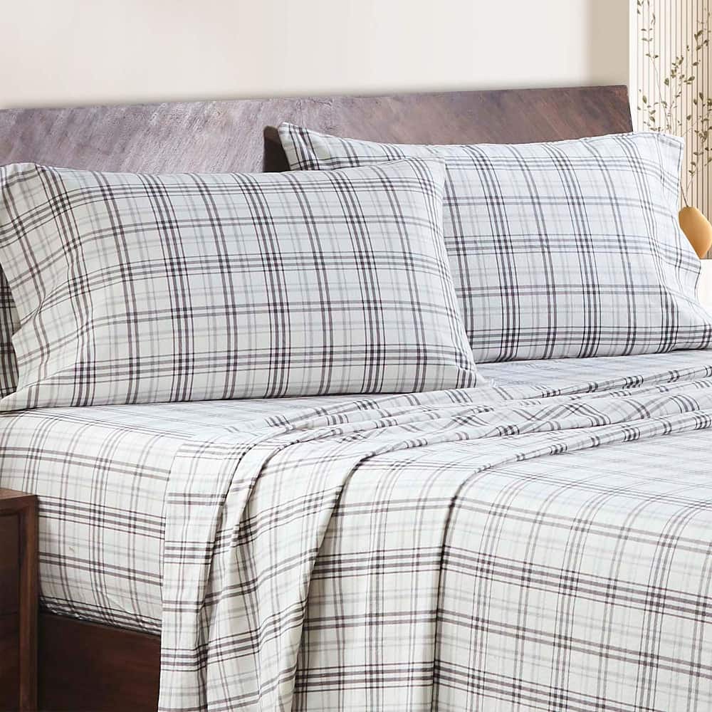 Superior Plaid Flannel Cotton Farmhouse Sheet Set