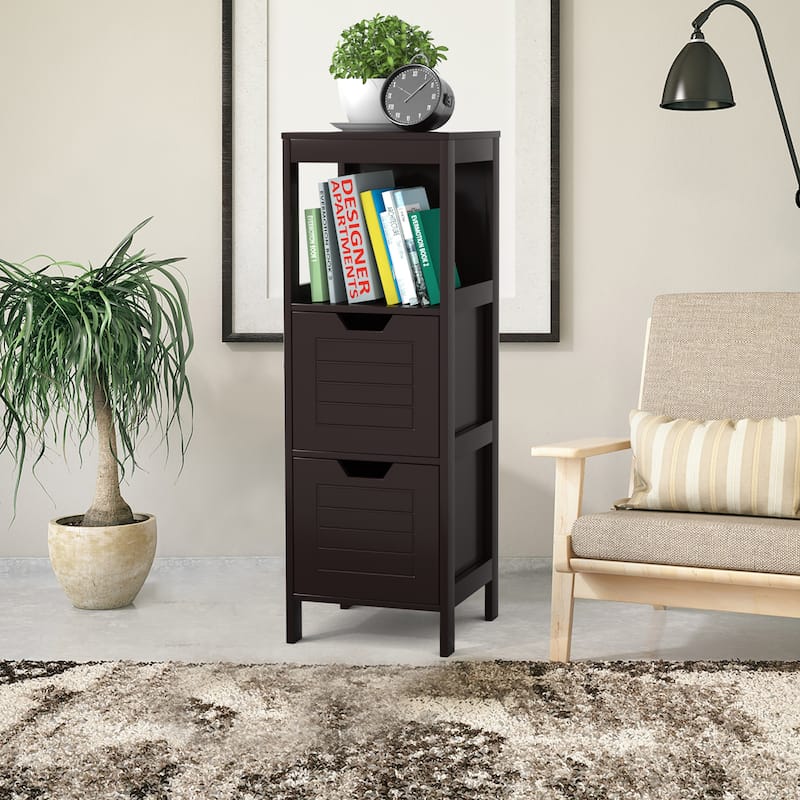 Costway Bathroom Wooden Floor Cabinet Multifunction Storage Rack Stand