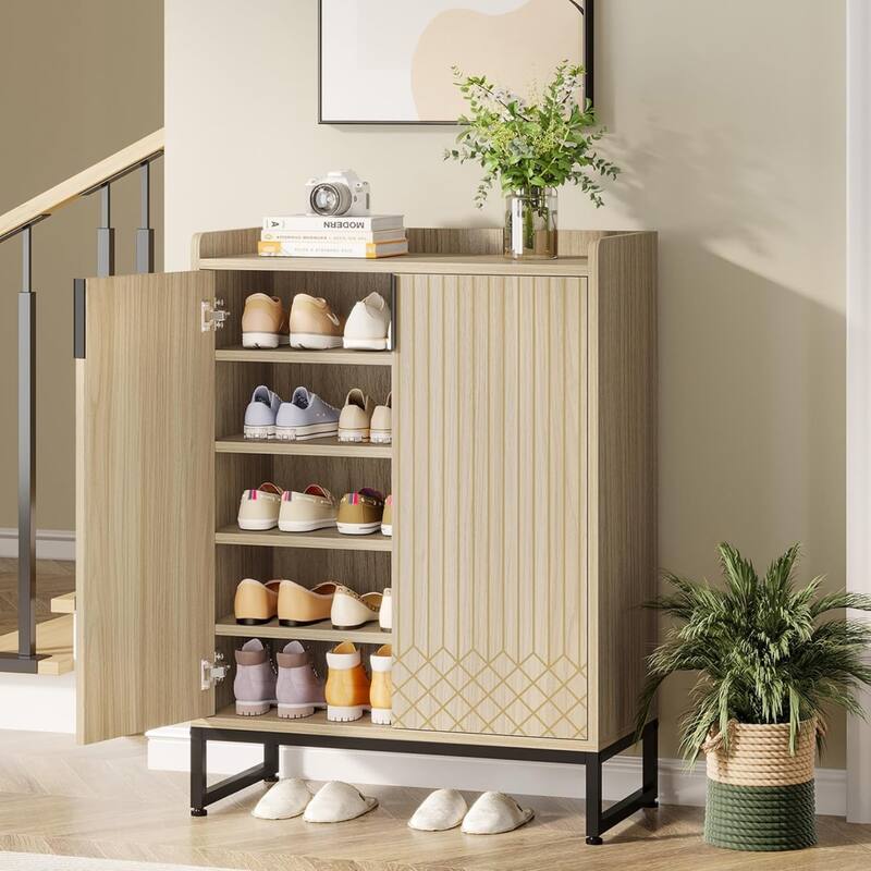 25 Pair Shoe Storage Cabinets with Doors for Bedroom Hallway Living Room
