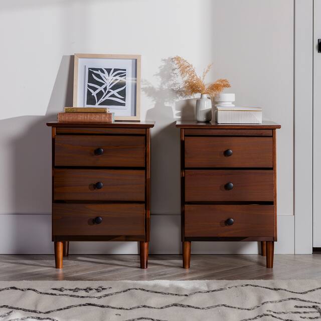Middlebrook Bullrushes Solid Wood 3-Drawer Nightstand, Set of 2