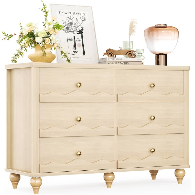 Modern 6-Drawer Dresser Closet Organizer, 43-In Chest of Drawers TV Stand