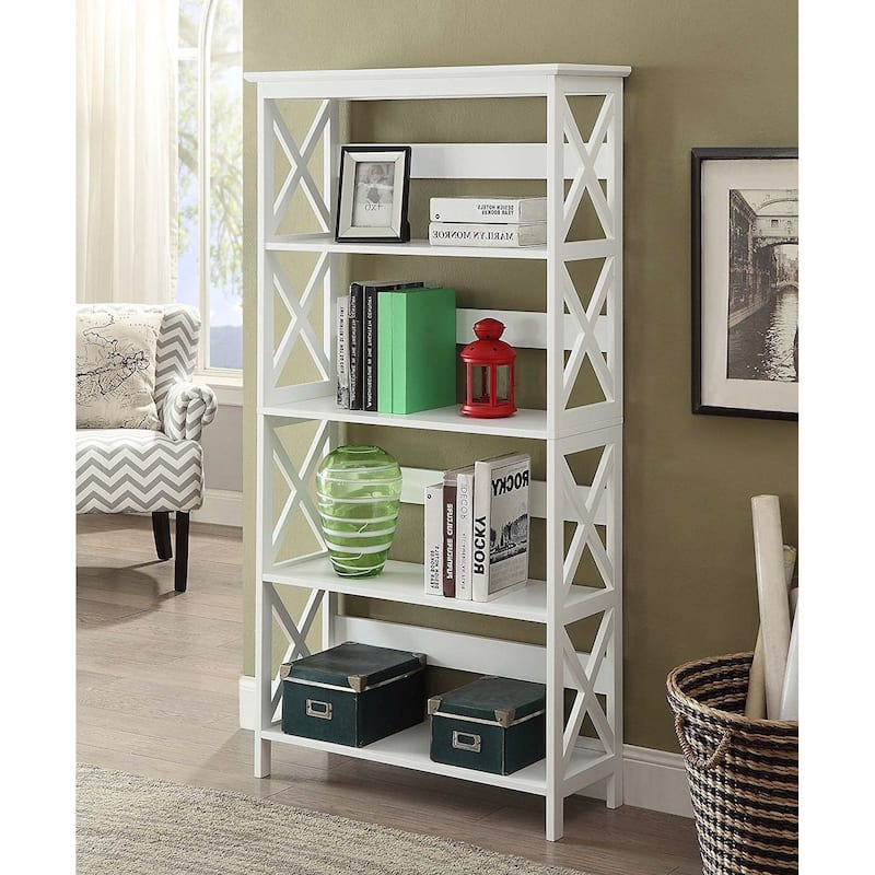 Glossy White 5-Shelf Bookcase - 31.5"W x 11.8"D x 59.8"H